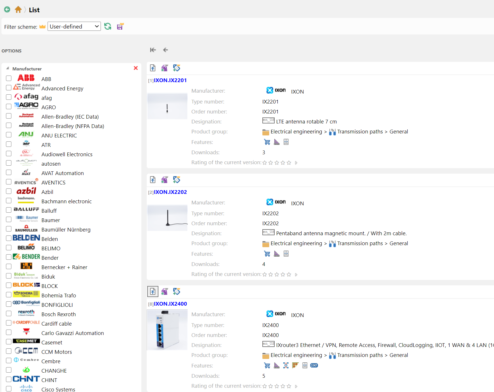 IXON IXrouter en accessoires in EPLAN Data Portal